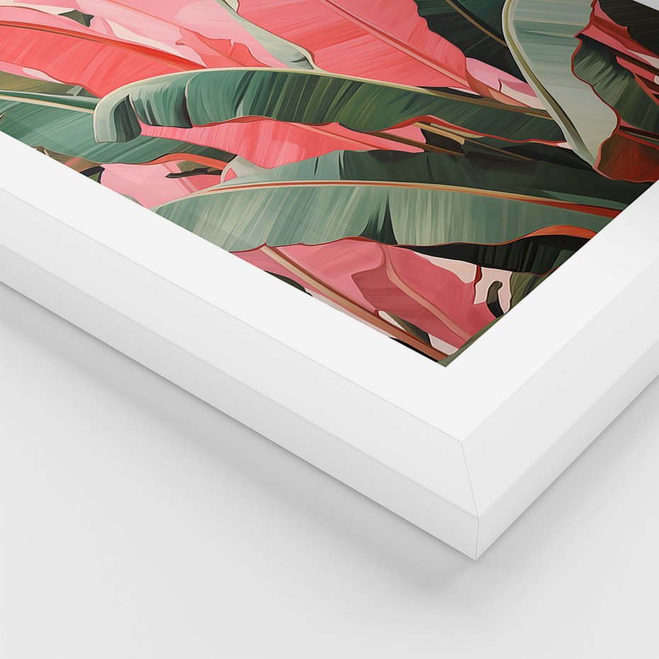 Zestaw obrazy w ramie 40x50 galeria - liście, tropikalne, bananowiec - rama biała