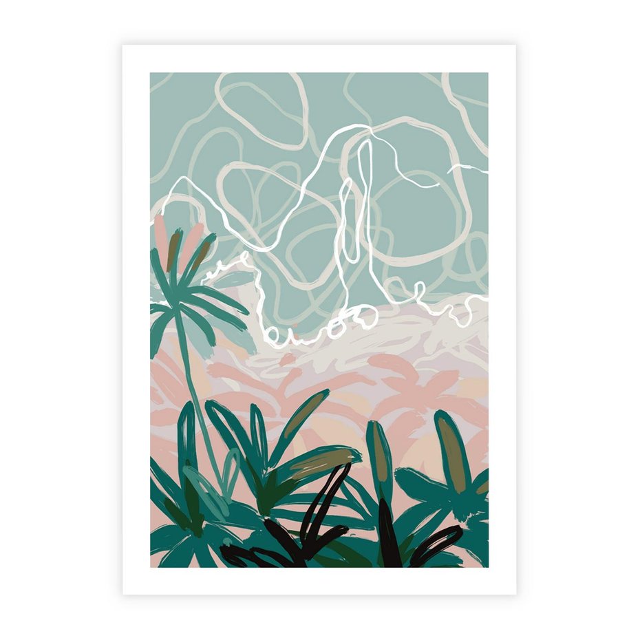 Plakat bez ramy 21x30 - Rajski Stan - pastelowy krajobraz, nowoczesny plakat