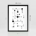 Plakat w ramie 30x40 - Nocne Zawirowania - abstrakcyjny plakat, czarne kropki i kreski - rama czarna