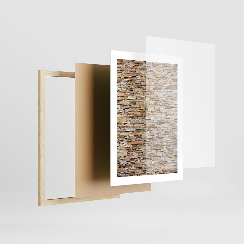 Plakat w ramie 30x40 - Mur z cegieł - surowa elegancja - mur, cegły - rama drewno