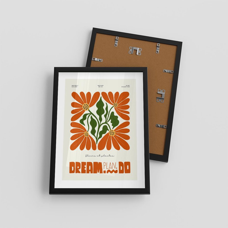 Plakat w ramie 30x40 - Księga Abstrakcji - sztuka nowoczesna, kolorowe kwiaty - rama czarna