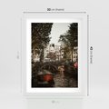 Plakat w ramie 30x40 - Jesienne Uroki Holandii: Kanały i Most - Holandia, kanały - rama biała