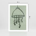 Plakat bez ramy 21x30 - Zieleń Inspirującego Spokoju - plakat z abstrakcyjną zieloną lampą, skandynawski design
