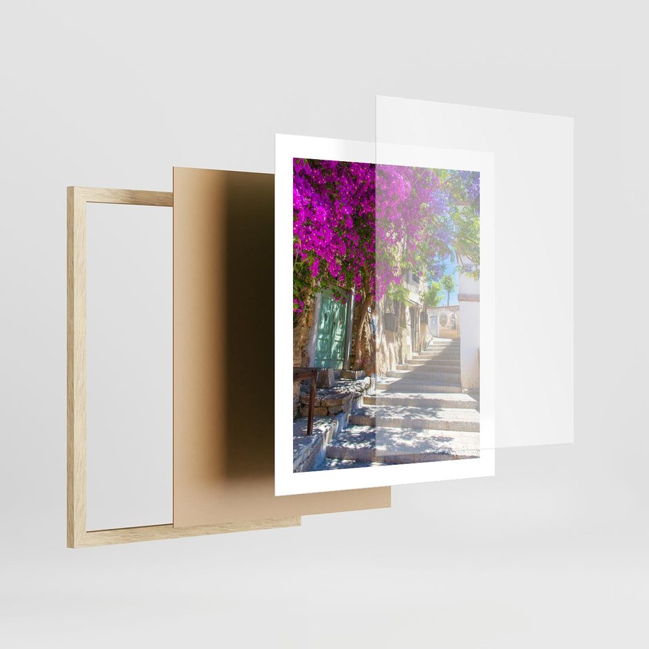 Plakat w ramie 40x50 - Urok Zaklętej Przestrzeni - uliczka, perspektywa - rama drewno