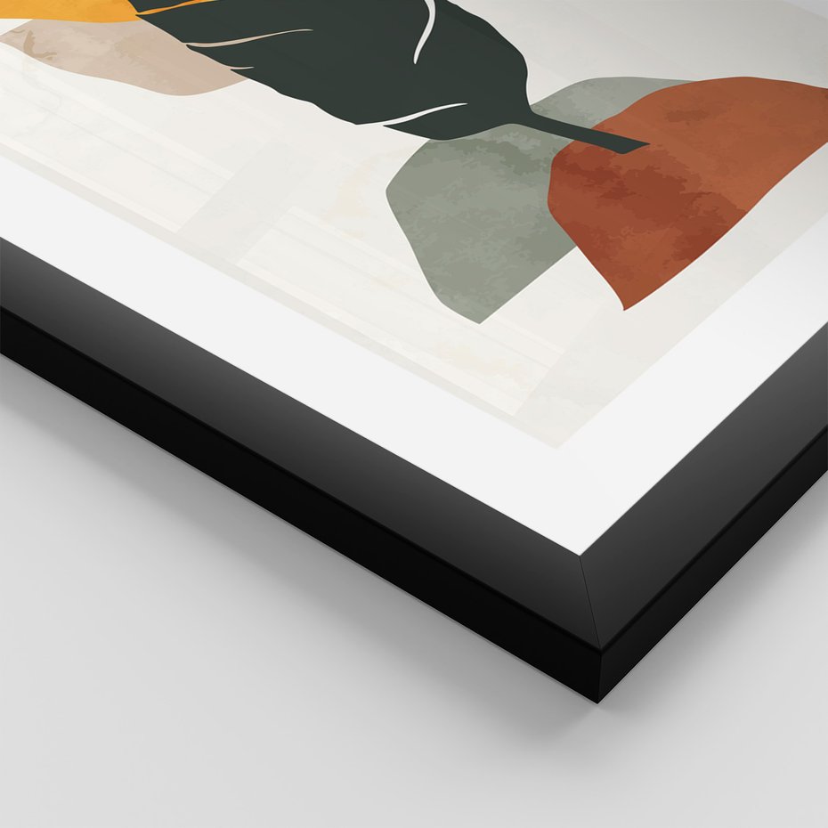 Zestaw obrazy w ramie 50x70 galeria - Liście, boho, palma - rama czarna