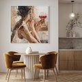 Obraz w ramie 80x80 - Wibracje - portret, kobieta - rama biała