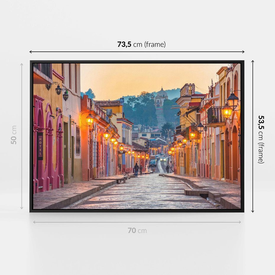 Obraz w ramie 70x50 - W stronę marzycielskich horyzontów - włoska uliczka, wieczór - rama czarna