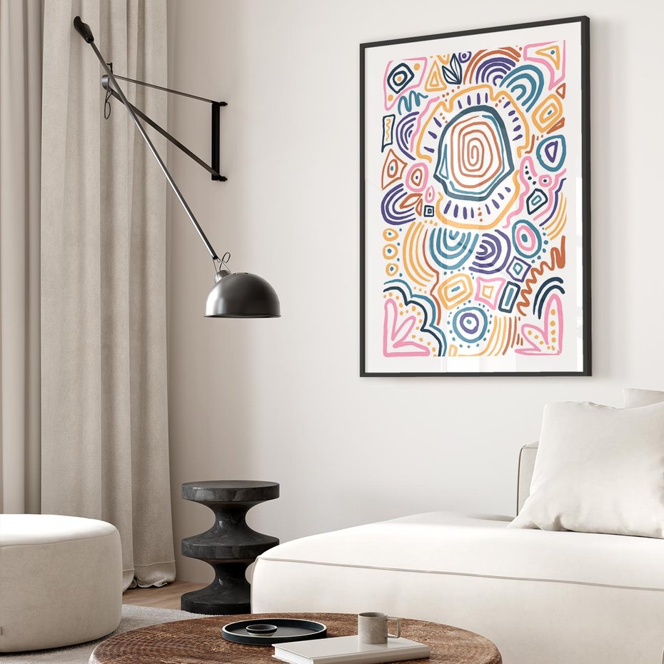 Plakat bez ramy 40x50 - Eksploracja Etnicznych Granic - kolorowe etniczne wzory, tęczowe żywe kolory