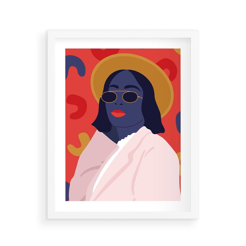 Plakat w ramie 40x50 - Kobieca Przenikliwość - nowoczesny plakat, styl retro - rama biała