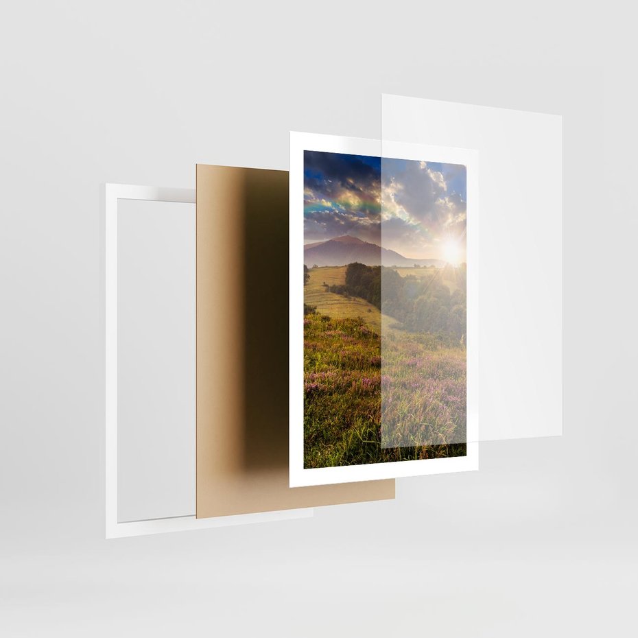 Plakat w ramie 50x70 - Pejzaż na łące - pejzaż, łąka - rama biała