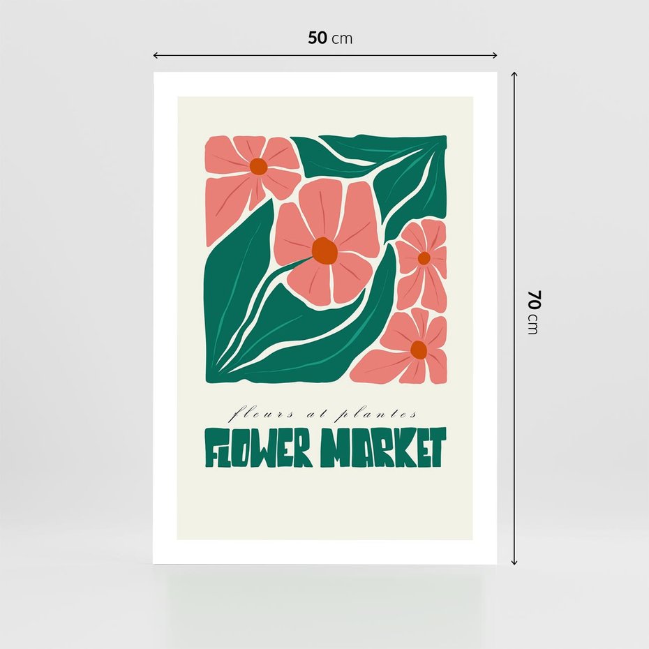 Plakat bez ramy 50x70 - Retro Inspiracja - minimalistyczna kwiatowa kompozycja, pastelowe kolory