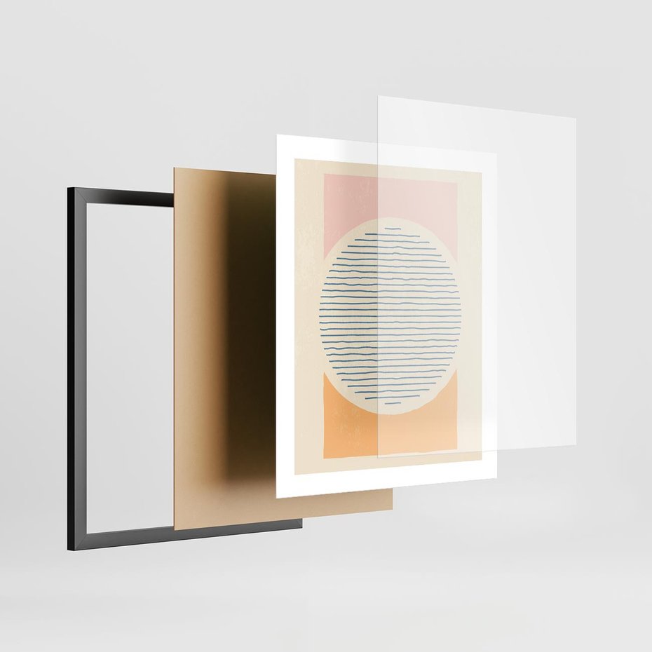 Plakat w ramie 40x50 - Rozbijająca Opowieść - geometryczne kształty, koła - rama czarna