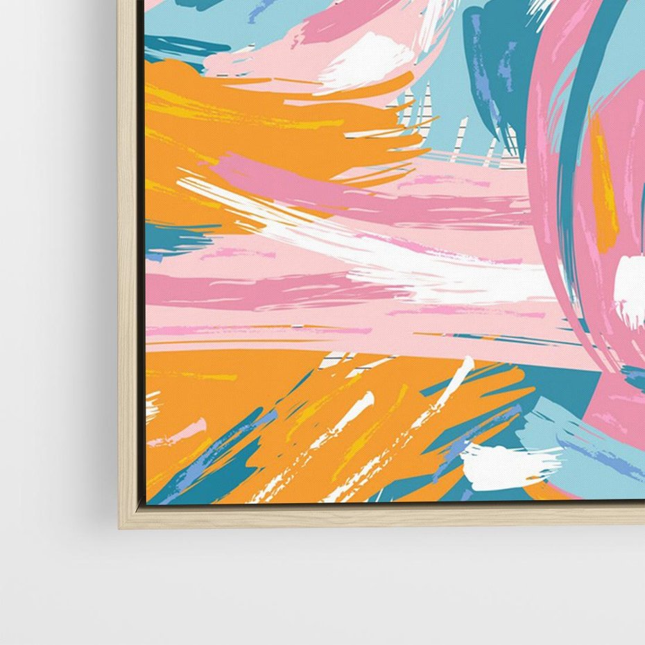 Obraz w ramie 70x50 - Refleksje w krainie abstrakcji - abstrakcja, energiczne pociągnięcia pędzla - rama drewno