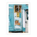 Plakat bez ramy 21x30 - Nostalgiczna Podróż - stara przyczepa kempingowa, niebieskie kolory