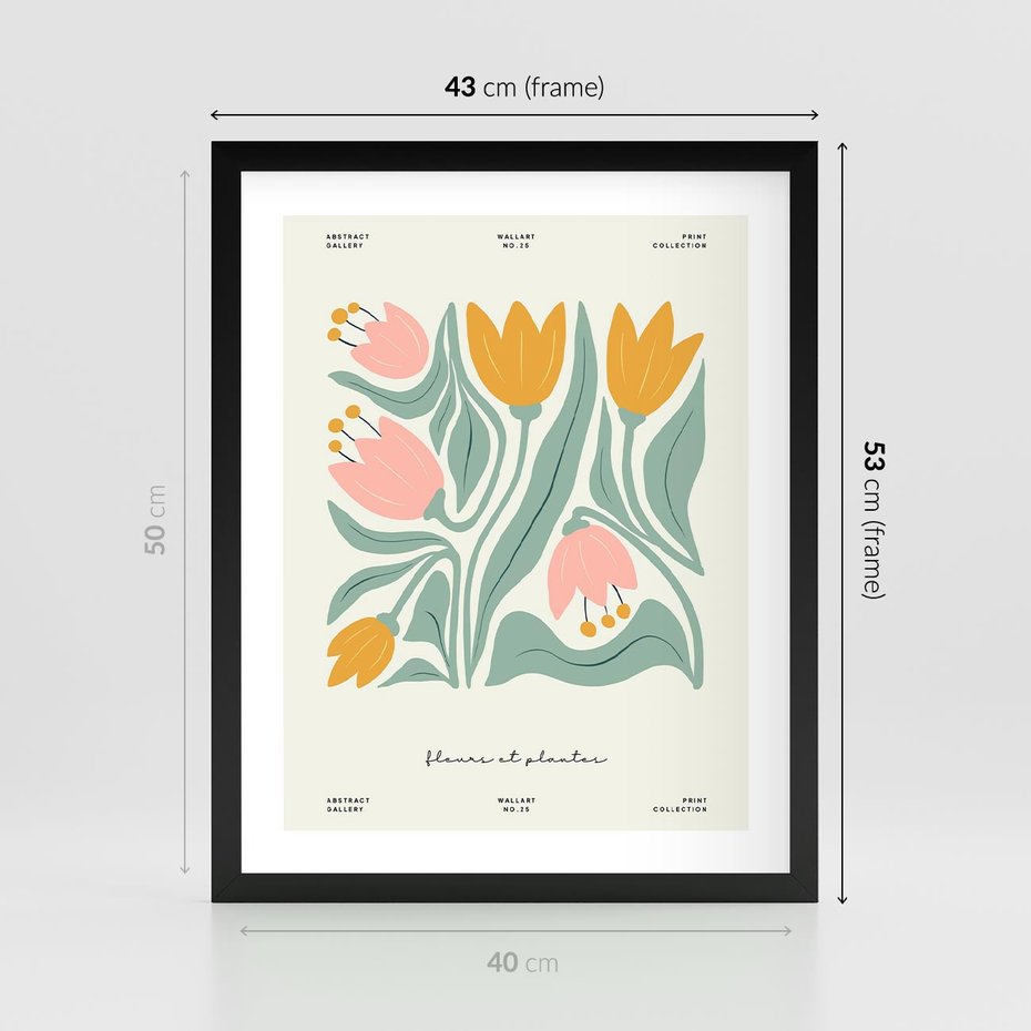 Plakat w ramie 40x50 - Tajemnicza Aura - kwiaty, nowoczesna abstrakcja - rama czarna