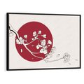 Obraz w ramie 70x50 - Esencja Zen - kwiatnąca wiśnia, orientalna grafika - rama czarna