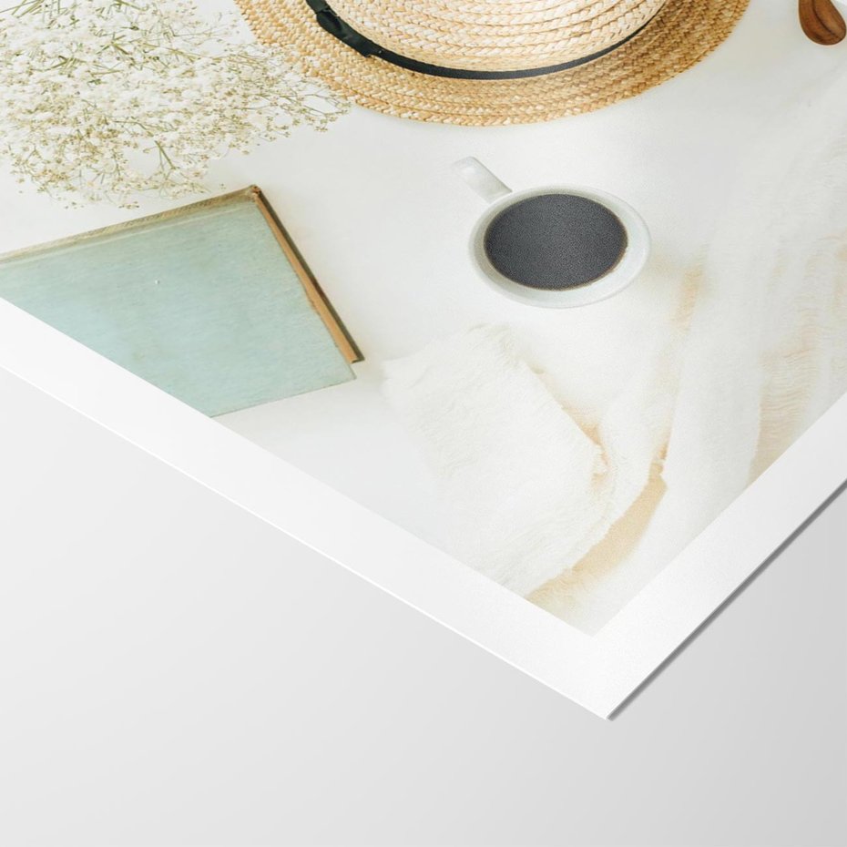 Plakat bez ramy 21x30 - Boho Urok - kompozycja boho, slomkowy kapelusz