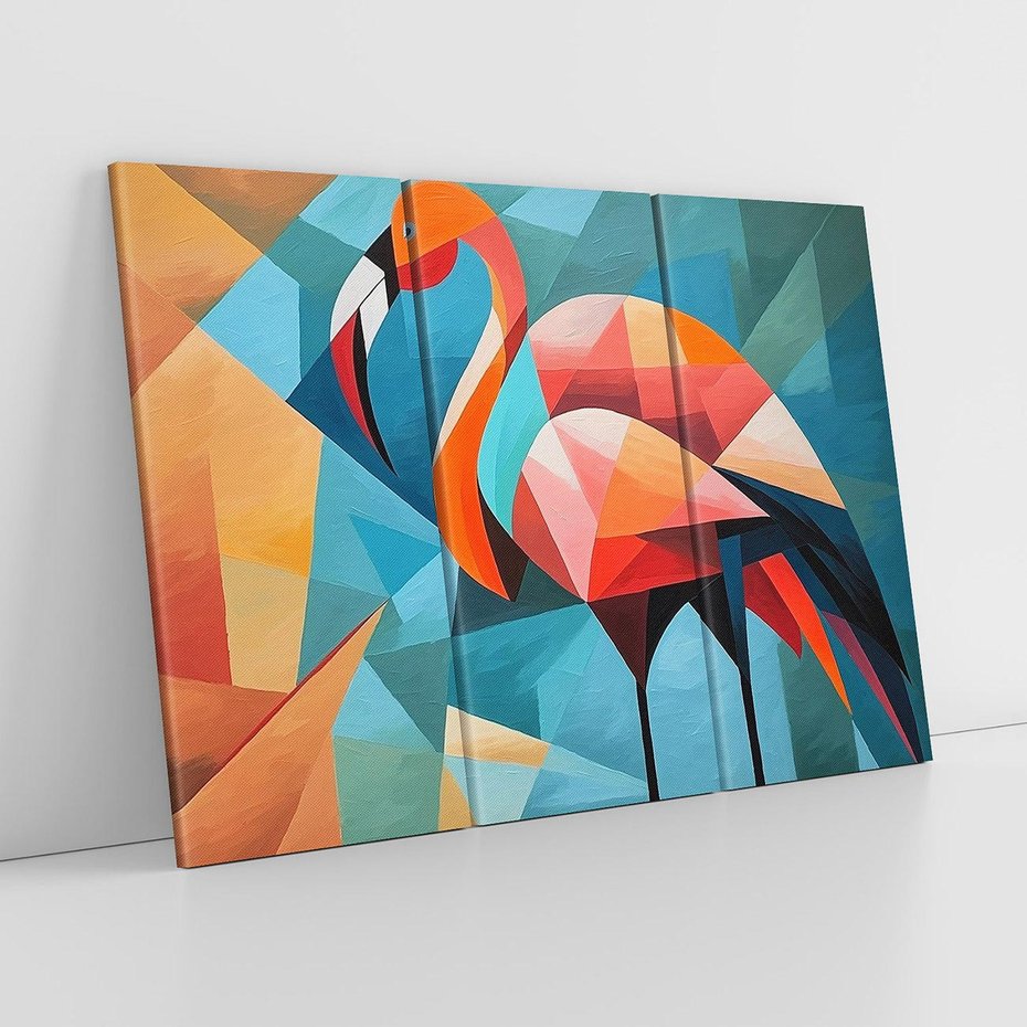 Obraz na płótnie 120x80 - Flamingo - postać flaminga, kubizm