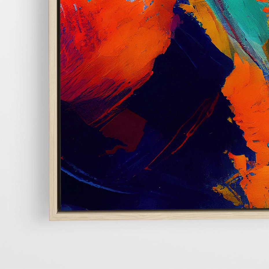 Obraz w ramie 80x80 - Abstrakcyjne wizje czasu - żywe radosne kolory, plamy kolory - rama drewno