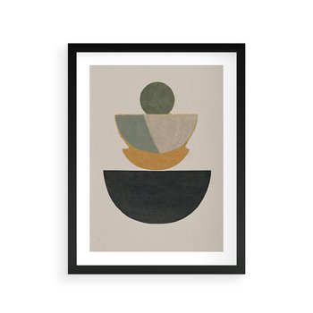 Plakat w ramie 30x40 - Podróżne Refleksyjne Odbicia - abstrakcyjny obraz, kolory ciepłe - rama czarna