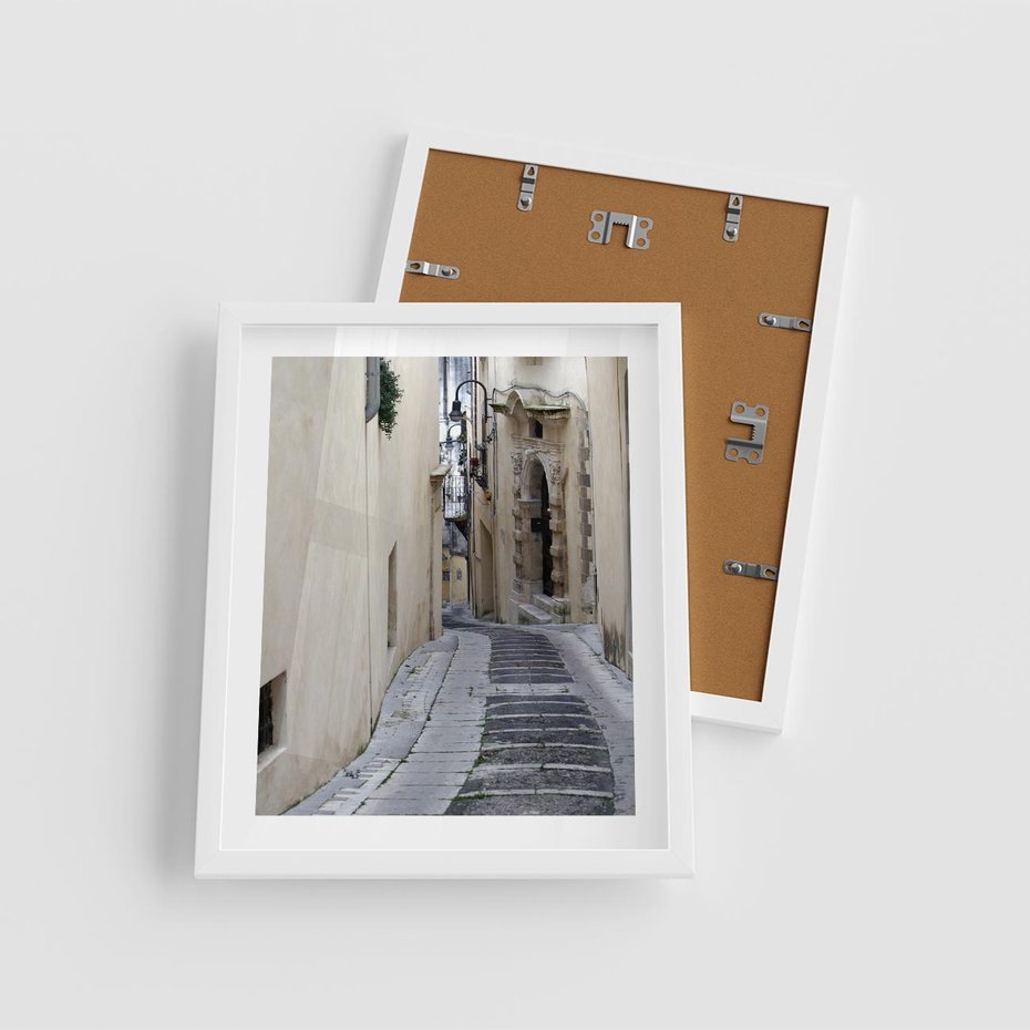 Plakat w ramie 40x50 - Uroki Włoskiej Uliczki - włoska, uliczka - rama biała