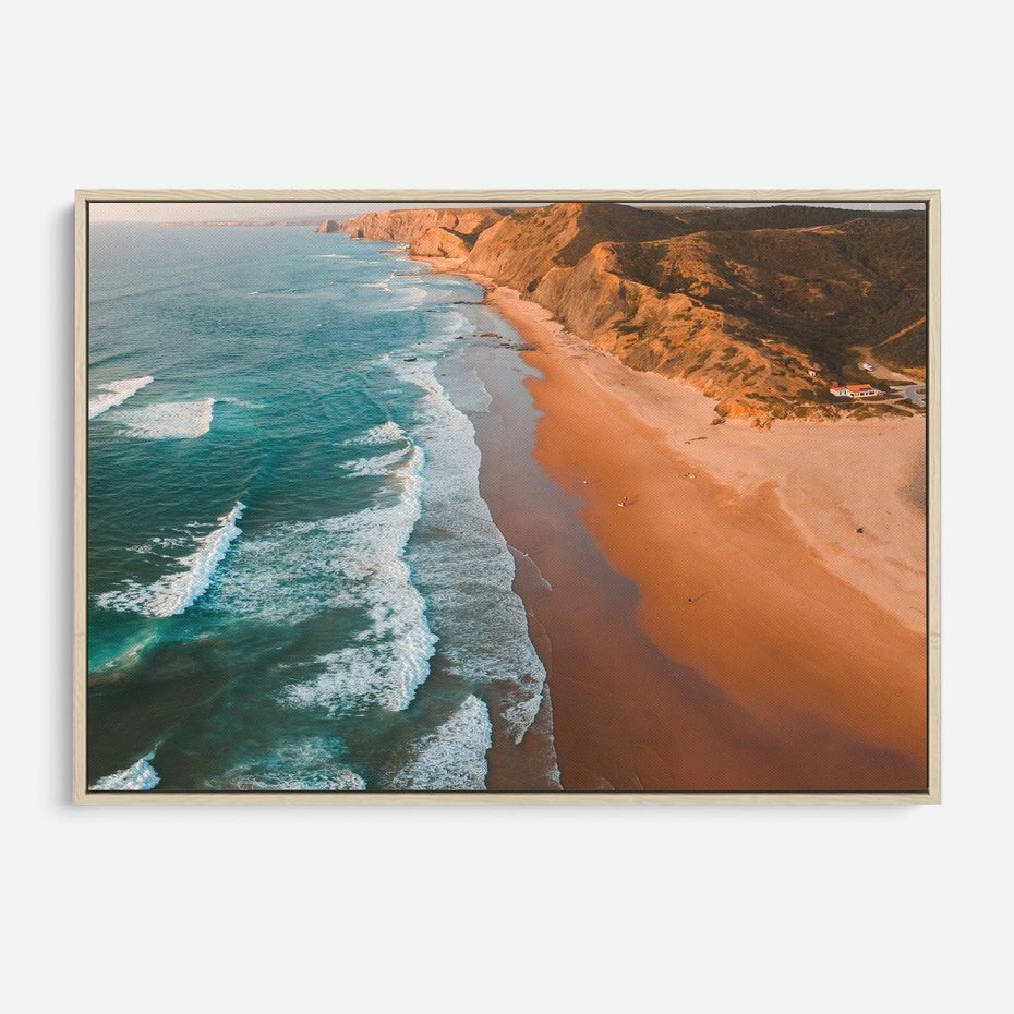 Obraz w ramie 100x70 - Z Lotu Ptaka - fotografia, plaża - rama drewno