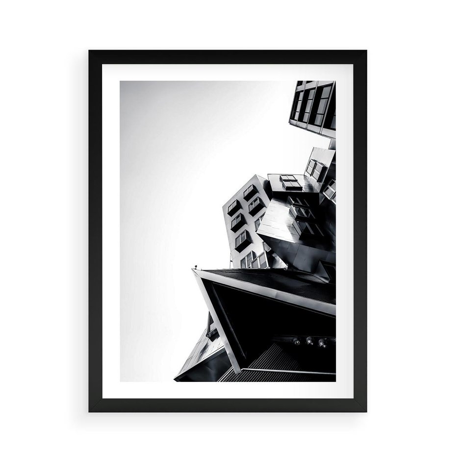 Plakat w ramie 50x70 - Czarno-Biały Świat - architeltura, surowość - rama czarna