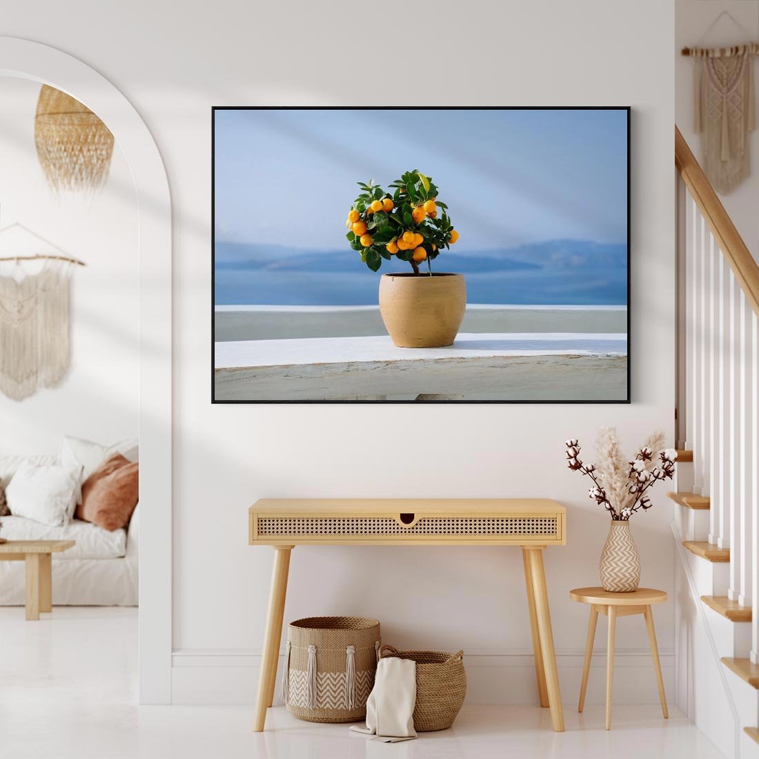 Obraz w ramie 100x70 - Uroki Santorini - Santorini, Grecja - rama czarna