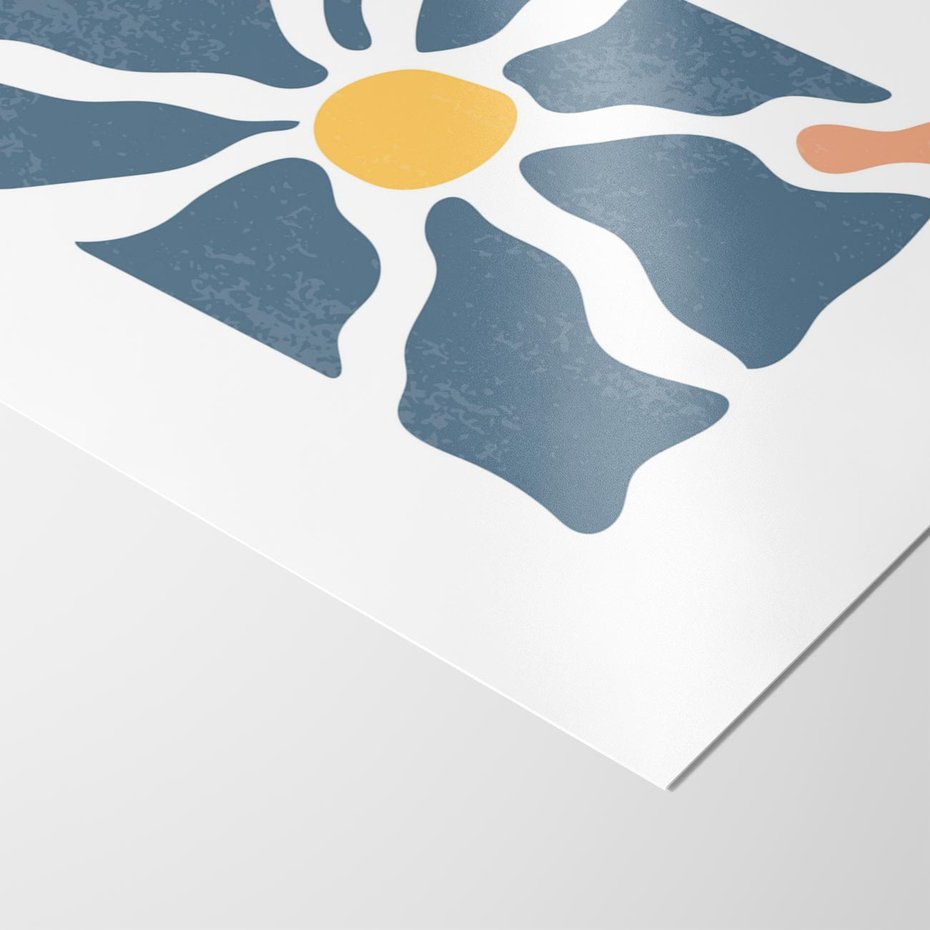 Plakat bez ramy 21x30 - Kwiatowy Rezonans - nowoczesna kwiatowa grafika, styl retro