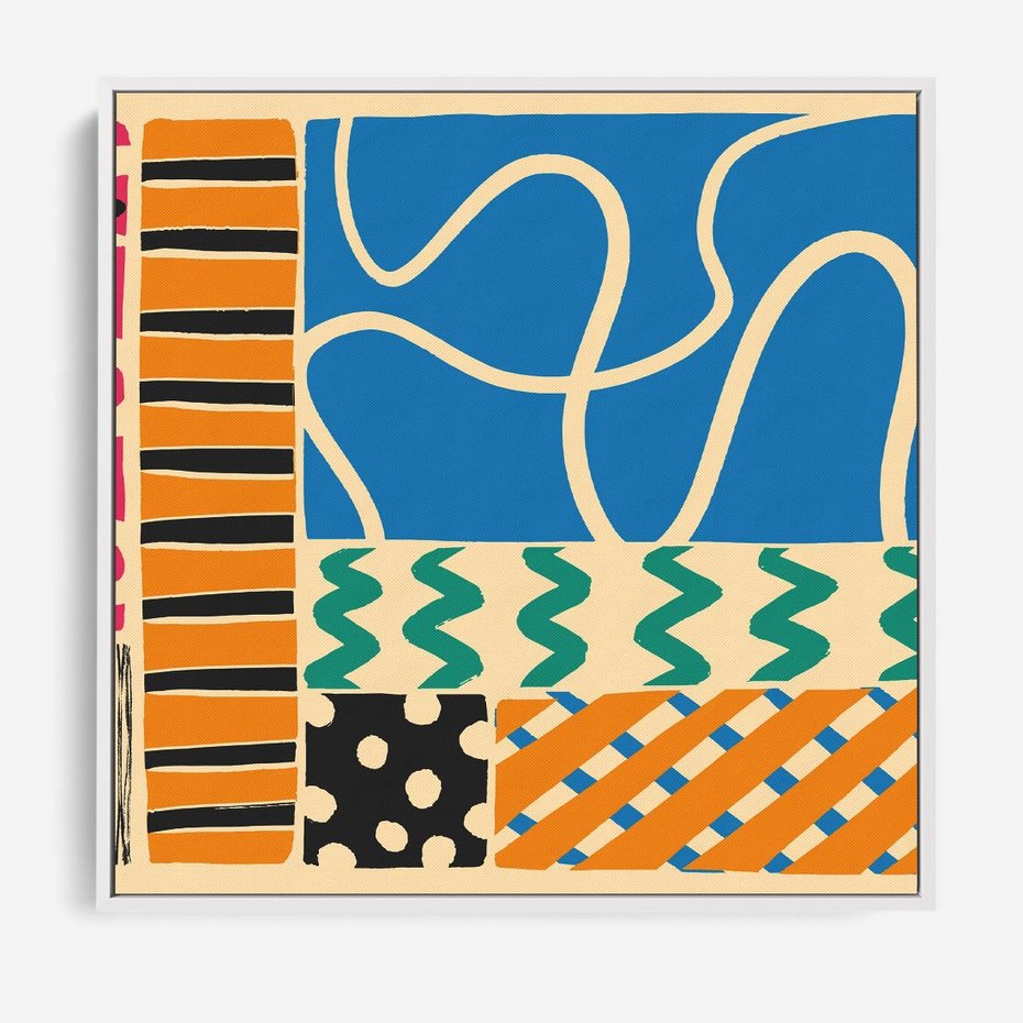 Obraz w ramie 80x80 - Etno Boho - etno ornamenty, boho klimat - rama biała