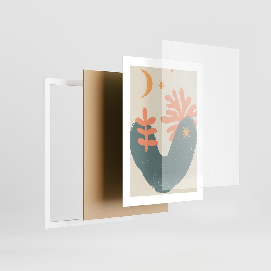 Plakat w ramie 30x40 - Energetyczne Kształty - boho formy, kształty - rama biała