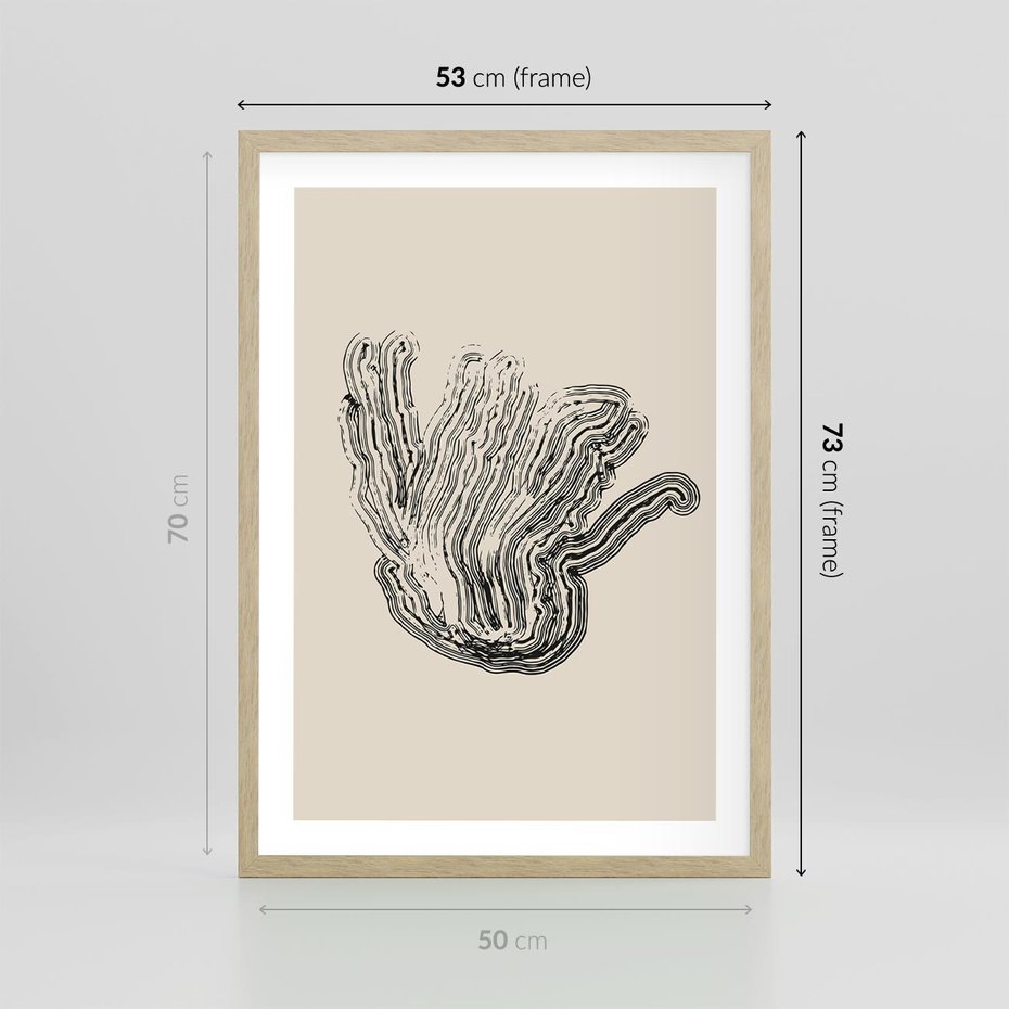 Plakat w ramie 50x70 - Abstrakcyjne Odbicie - abstrakcyjne odbicie, biało czarny - rama drewno