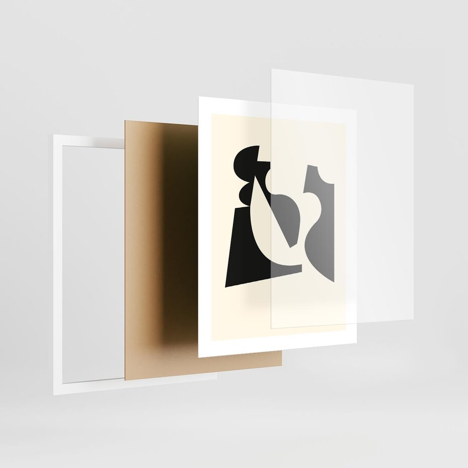 Plakat w ramie 40x50 - Tajemnicze Spektrum - abstrakcyjne kształty, geometria - rama biała