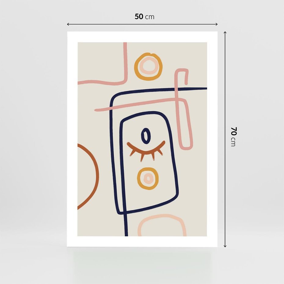 Plakat bez ramy 50x70 - Manifestacje Dziwności - abstrakcja w stylu picasso, beżowe tło