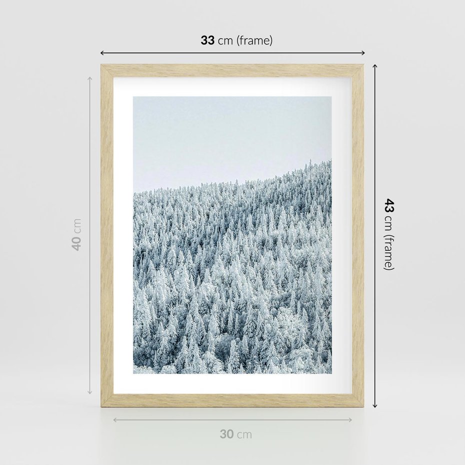 Plakat w ramie 30x40 - Cicha Zima - las, zima - rama drewno