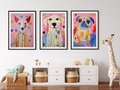 Zestaw obrazy w ramie 50x70 galeria - dla, dzieci, pieski, akwarela - rama czarna