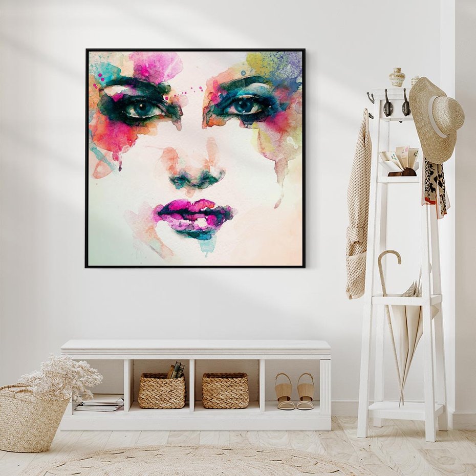 Obraz w ramie 50x50 - Kobieta Abstrakcja Twarz - kobieta, abstrakcja - rama czarna