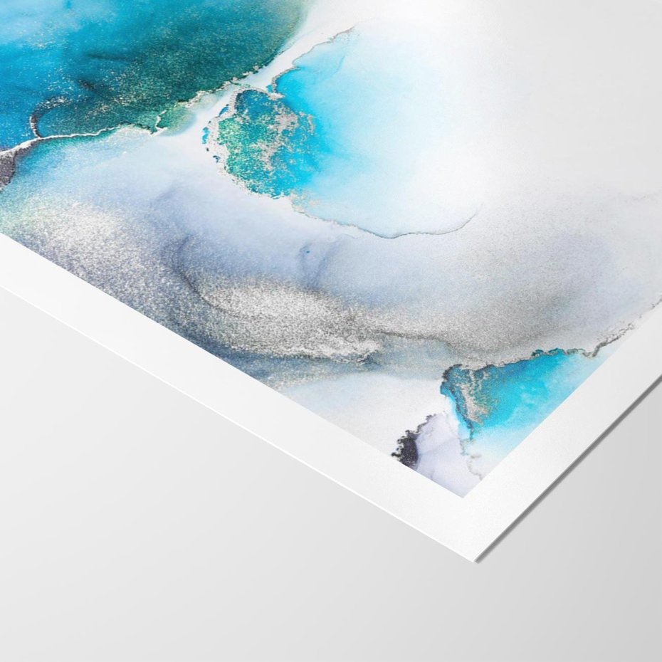 Plakat bez ramy 21x30 - Elegancja Marmuru - marmur, błękit