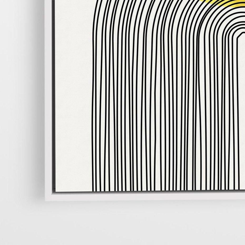 Obraz w ramie 80x80 - Słoneczne Odbicia - geometria, żółte koło - rama biała