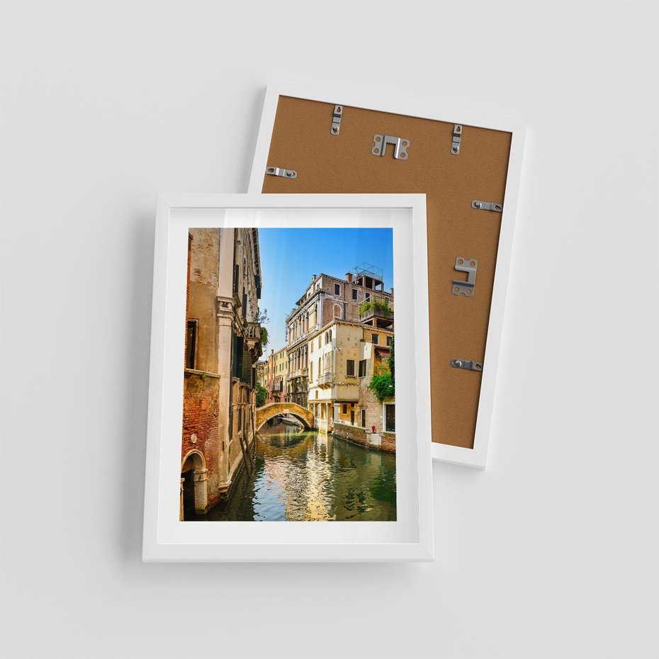 Plakat w ramie 30x40 - Magia Kanałów Weneckich - Wenecja, kanały - rama biała