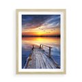 Plakat w ramie 50x70 - Zachód słońca na pomostcie - pomost, zachód - rama drewno
