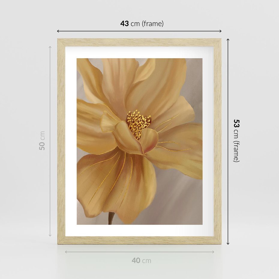 Plakat w ramie 40x50 - Kwiaty malowane olejem - eksplozja kolorów - kwiaty, malowane - rama drewno