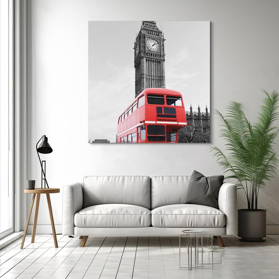 Obraz na płótnie 30x30 - Autobusy w tętniącym życiem Londynie - Londyn, autobus