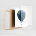 Plakat w ramie 40x50 - Podróżniczy balon nad ziemią - balon, ziemia - rama drewno