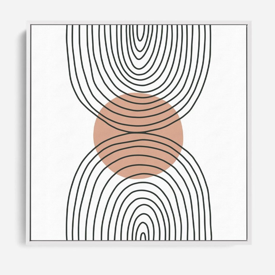 Obraz w ramie 50x50 - Przenikające Widzenia - półkola, koło - rama biała