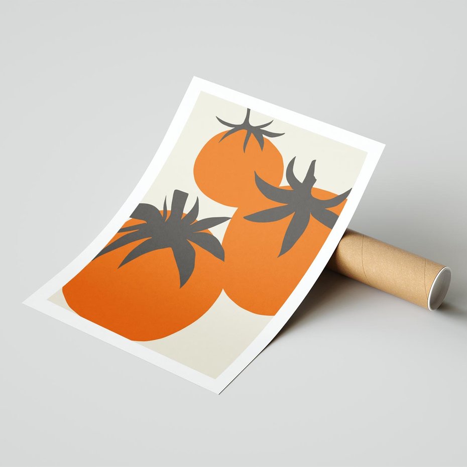 Plakat bez ramy 21x30 - Jadalne Kształty - nowoczesny plakat do kuchni, pomidory