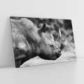 Obraz na płótnie 120x80 - Potęga Afryki - czarno biała fotografia, zbliżenie na postać nosorożca