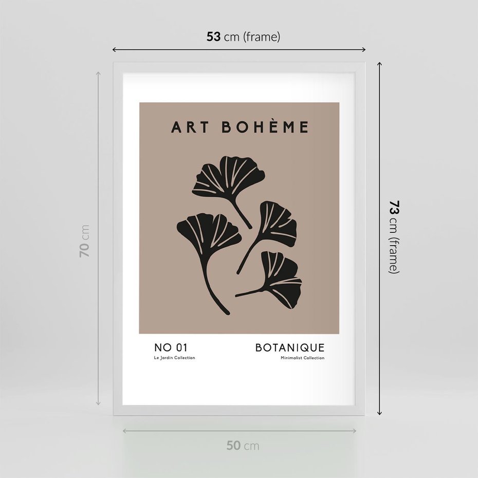 Plakat w ramie 50x70 - Botaniczne wymysły - sztuka boho, plakat - rama biała
