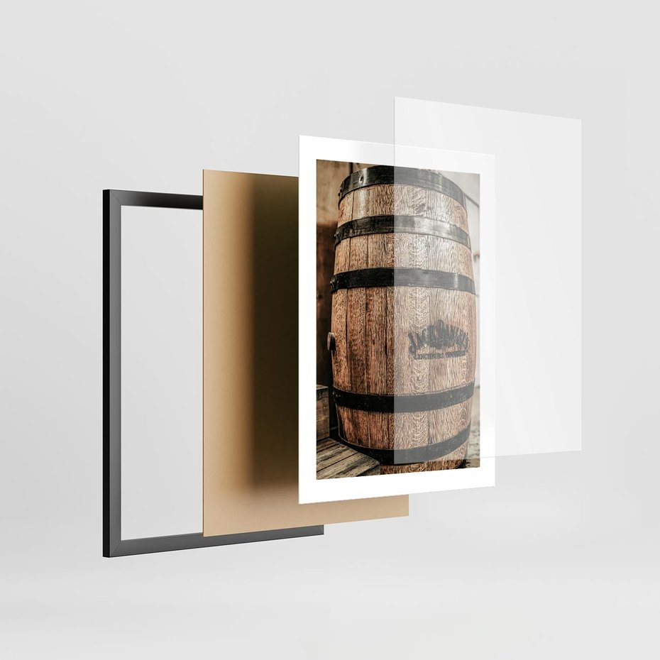 Plakat w ramie 30x40 - Rustykalna Whisky - beczka whiskey, jack daniel's - rama czarna