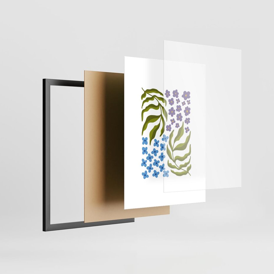 Plakat w ramie 50x70 - Księga Kształtów Bez Granic - kwiaty, sztuka nowoczesna - rama czarna